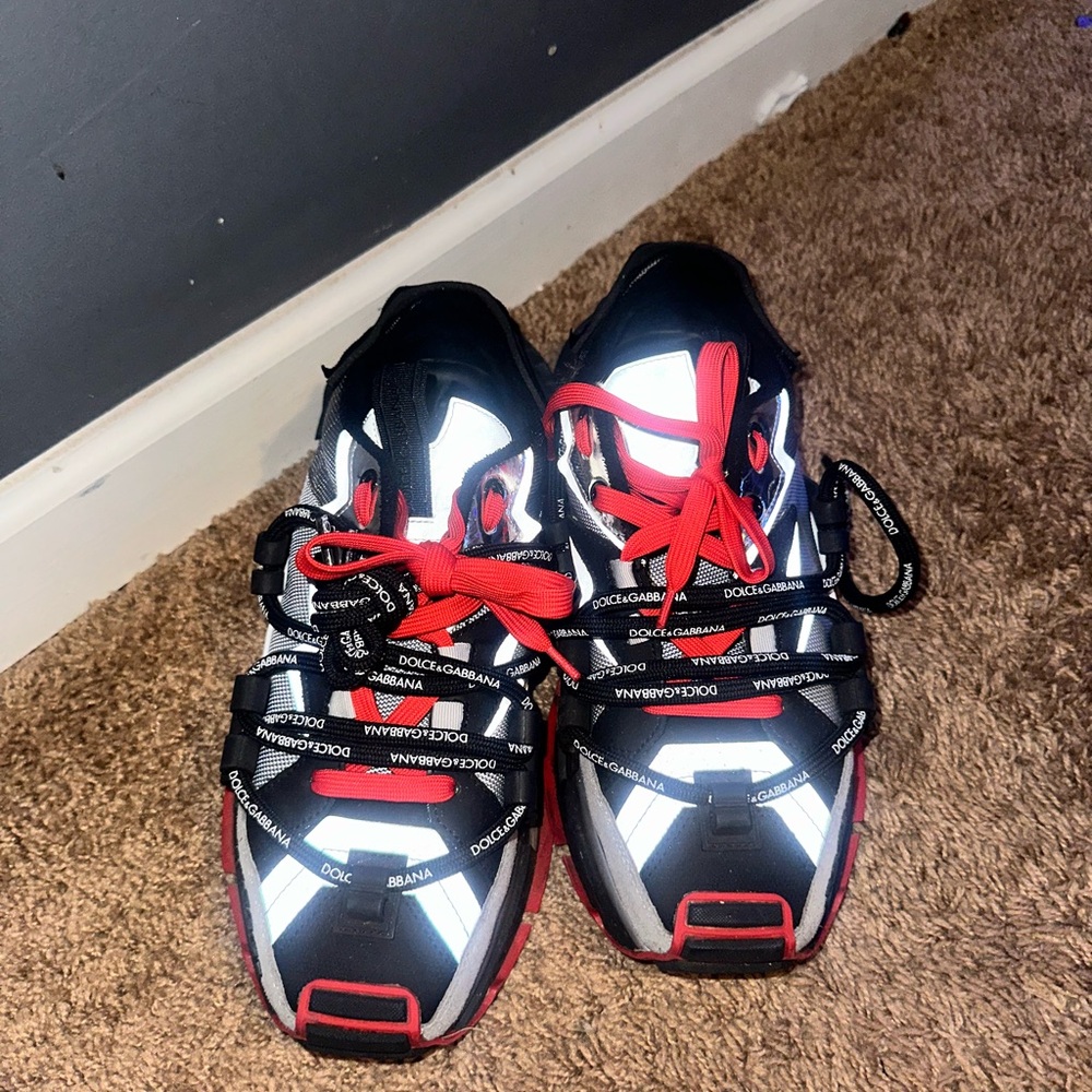 Dolce & Gabbana Black and Red Sneakers